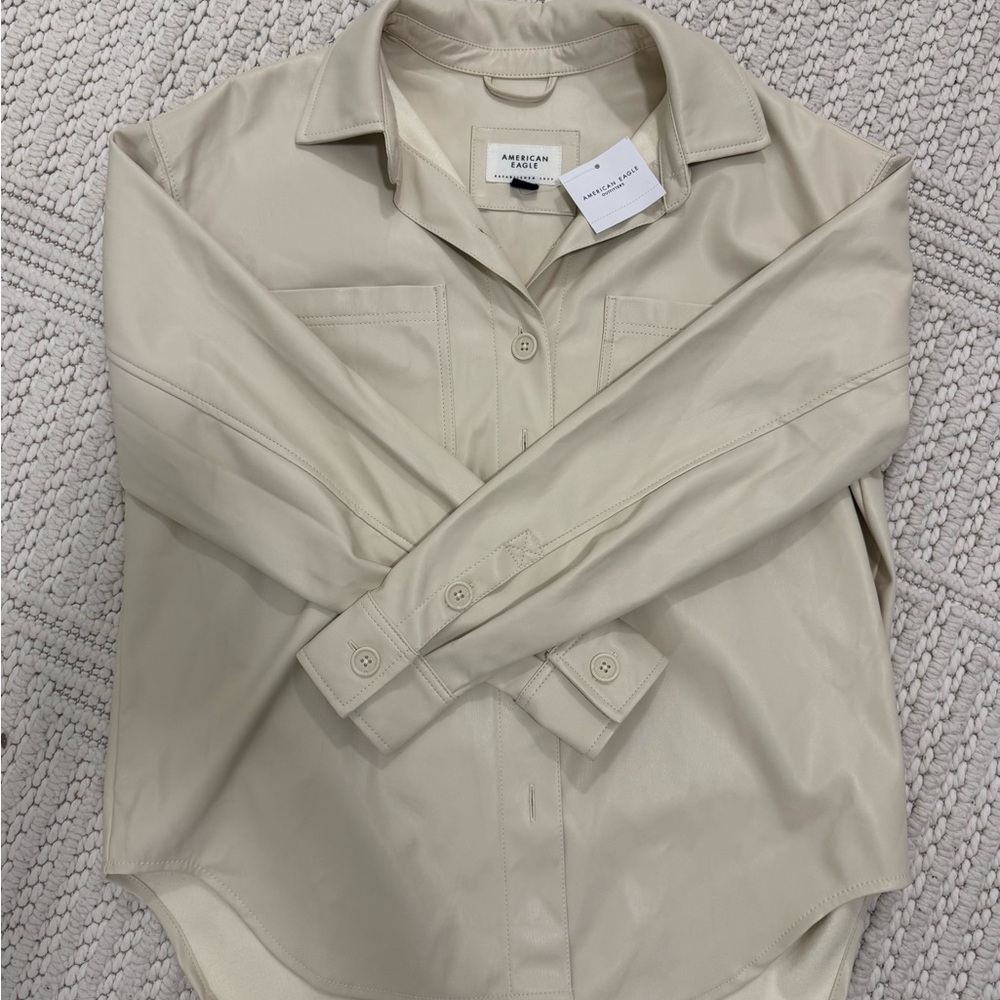 Aerie Cream Leather Jacket